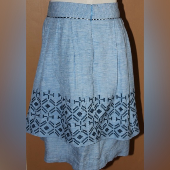 42- Anthropologie Odille Embroidered Linen blend Skirt - Picture 5 of 6